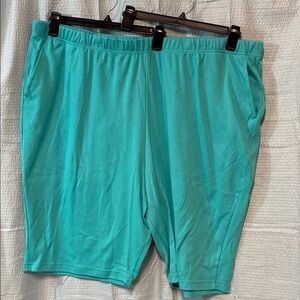 Woman Within size 4X Teal Athletic pull on‎ Shorts soft stretch casual comfy